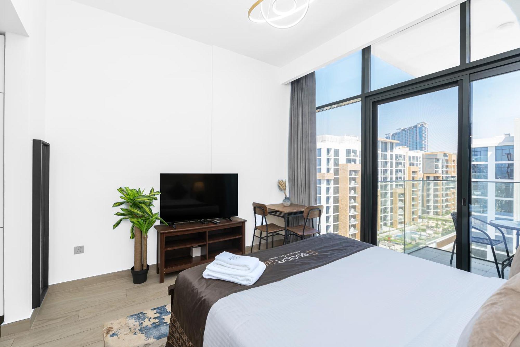 Escape24 Stylish Studio Azizi Riviera 8 Meydan One Dubai Ngoại thất bức ảnh
